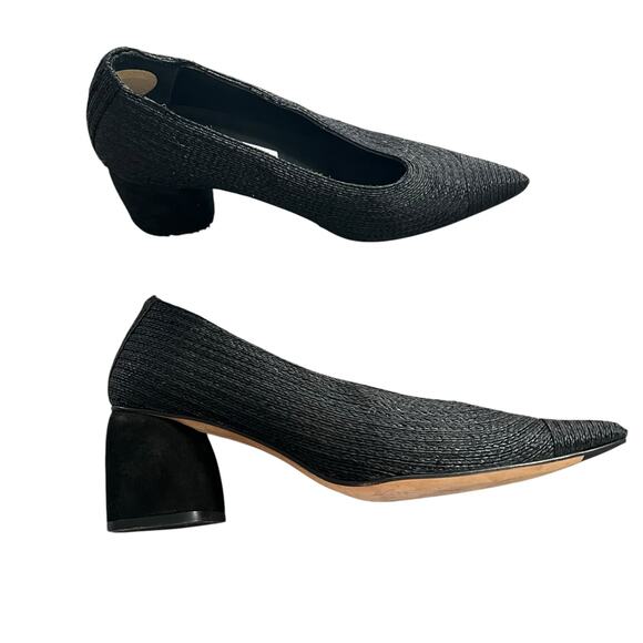 Miista Shoes - MIISTA Nina Pump Black Textile Upper Block Rounded Heel Women's Size EU 39